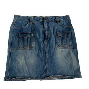 Vtg Y2K 2000s Plus Size Old Navy Denim Cargo Mini Skirt Wmns 16 Grunge Skater